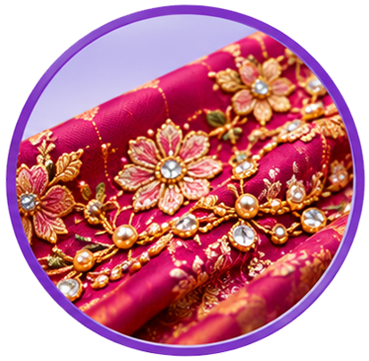 Embellished saree fabric