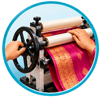 Practical saree polishing demonstration
