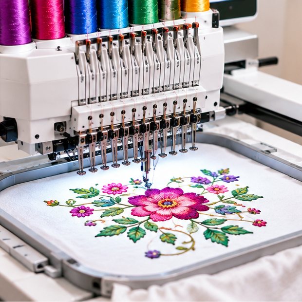 Floral computerized embroidery sample