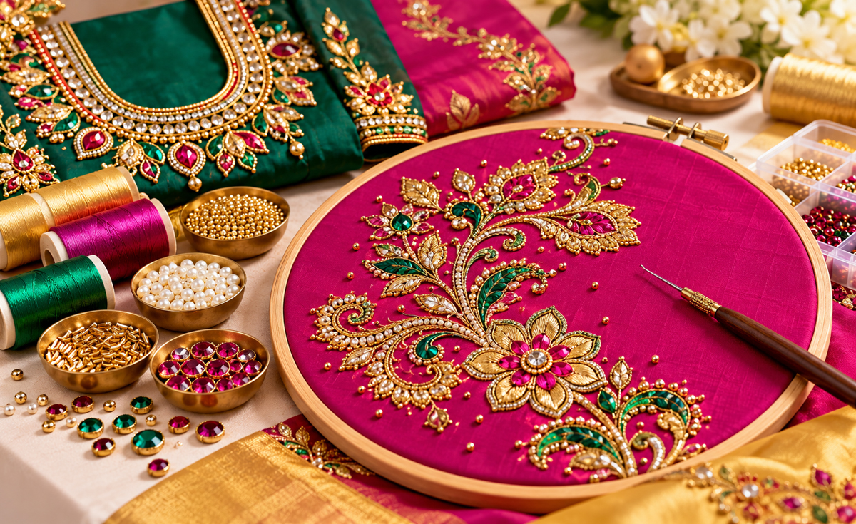 Basic Aari embroidery course and decorative threadwork