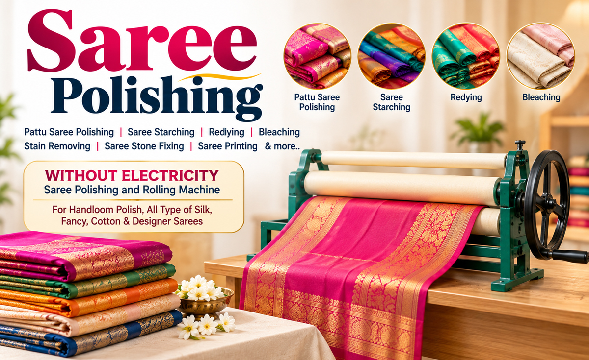 Manual saree polishing and rolling machine